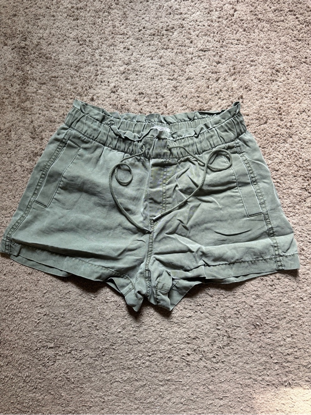 LOFT Olive Drawstring High-Waist Shorts